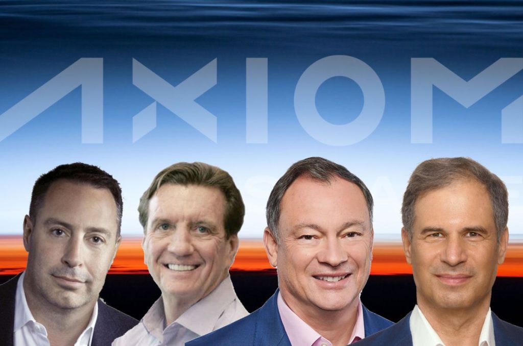 The four members of the Axiom Space Ax-1 crew: Michael Lopez-Alegria, former NASA astronaut, Axiom Space vice president and Ax-1 commander; Larry Connor, U.S. real estate entrepreneur and Ax-1 pilot; Mark Pathy, Canadian investor and philanthropist; and Eytan Stibbe, Israeli businessman and fighter pilot.