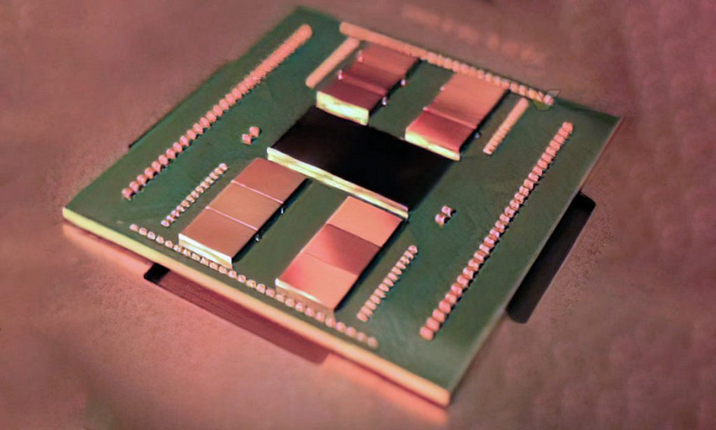 Se muestra la plantilla AMD EPYC 7004 "Genoa", que contiene doce chips Zen4
