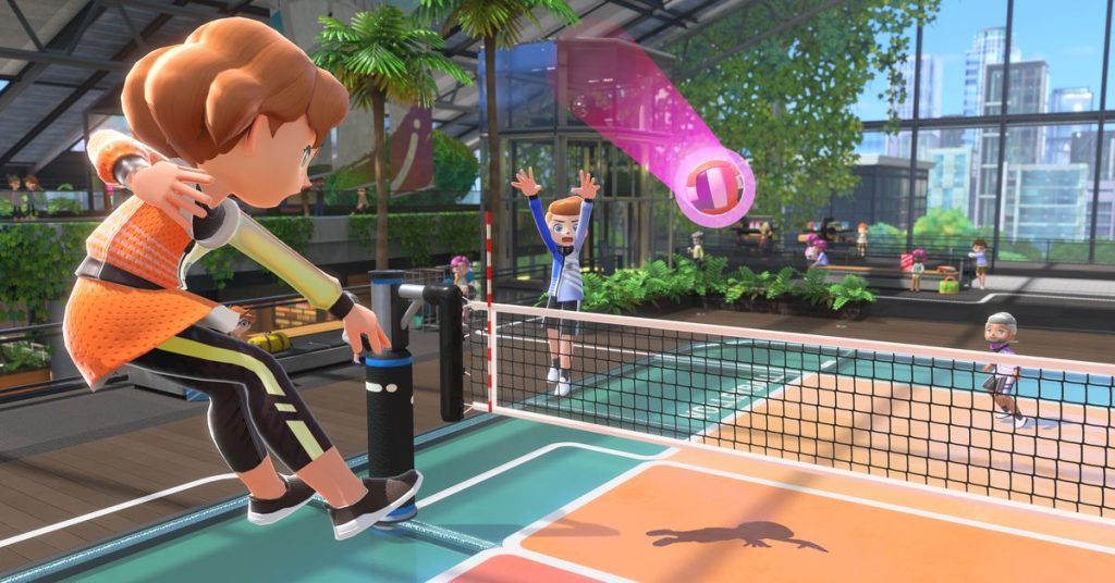 La descripción general de Nintendo Switch Sports te da la bienvenida a "Spocco Square"