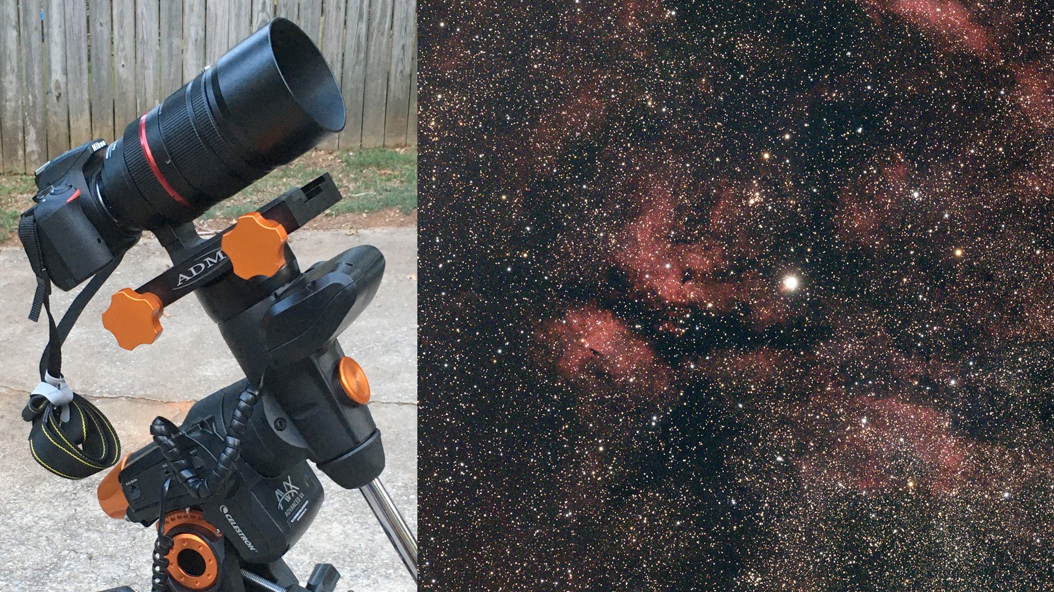La imagen de la nebulosa se ha configurado junto a la configuración del telescopio.