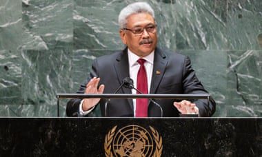 Gotabaya Rajapaksa se dirige a la Asamblea General de las Naciones Unidas en Nueva York en 2021.