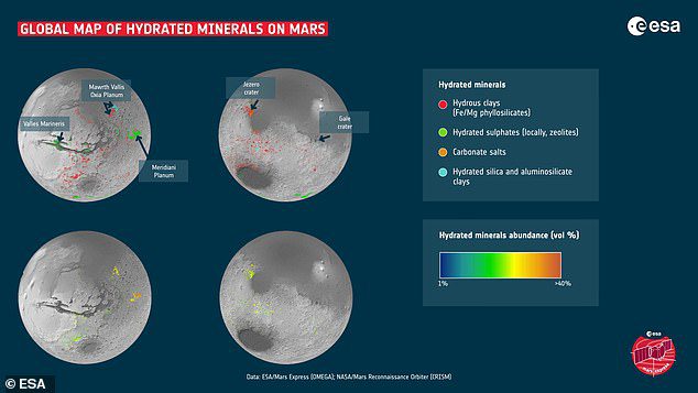 El instrumento Mars Express Observatoire pour la Mineralogie, l'Eau, les Glaces et l'Activité (OMEGA) de la Agencia Espacial Europea es más adecuado para el mapeo con una resolución espectral más alta y proporciona una cobertura global de Marte.