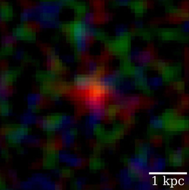 Imagen de trama que muestra un punto rojo contra un espacio negro