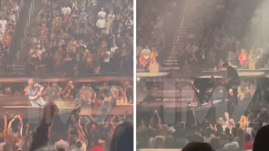 Post Malone cae en el escenario durante el concierto, con la ayuda de los paramédicos