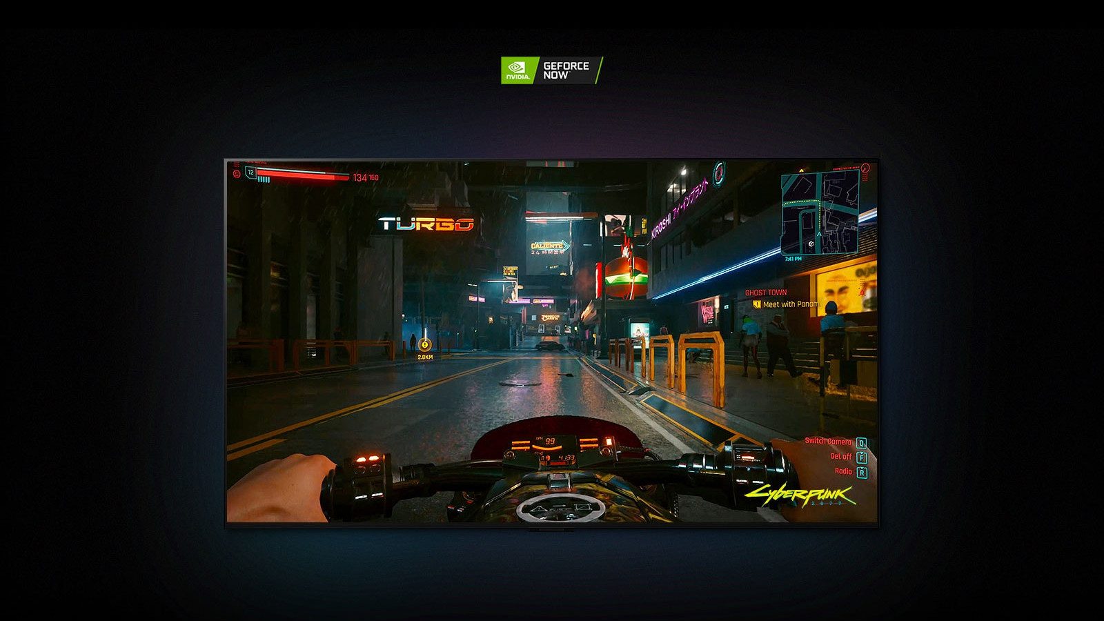 Teléfono LG B2 OLED con una captura de pantalla de Cyberpunk 2077.