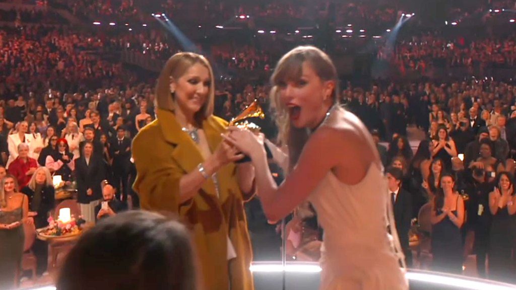 Celine Dion y Taylor Swift en los Grammy