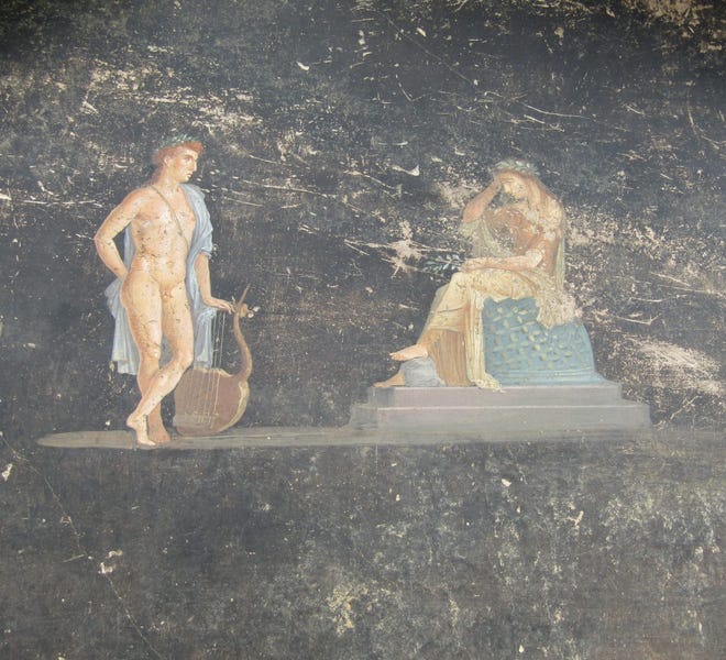 Recientemente se encontró en Pompeya una pintura de Apolo y Casandra.